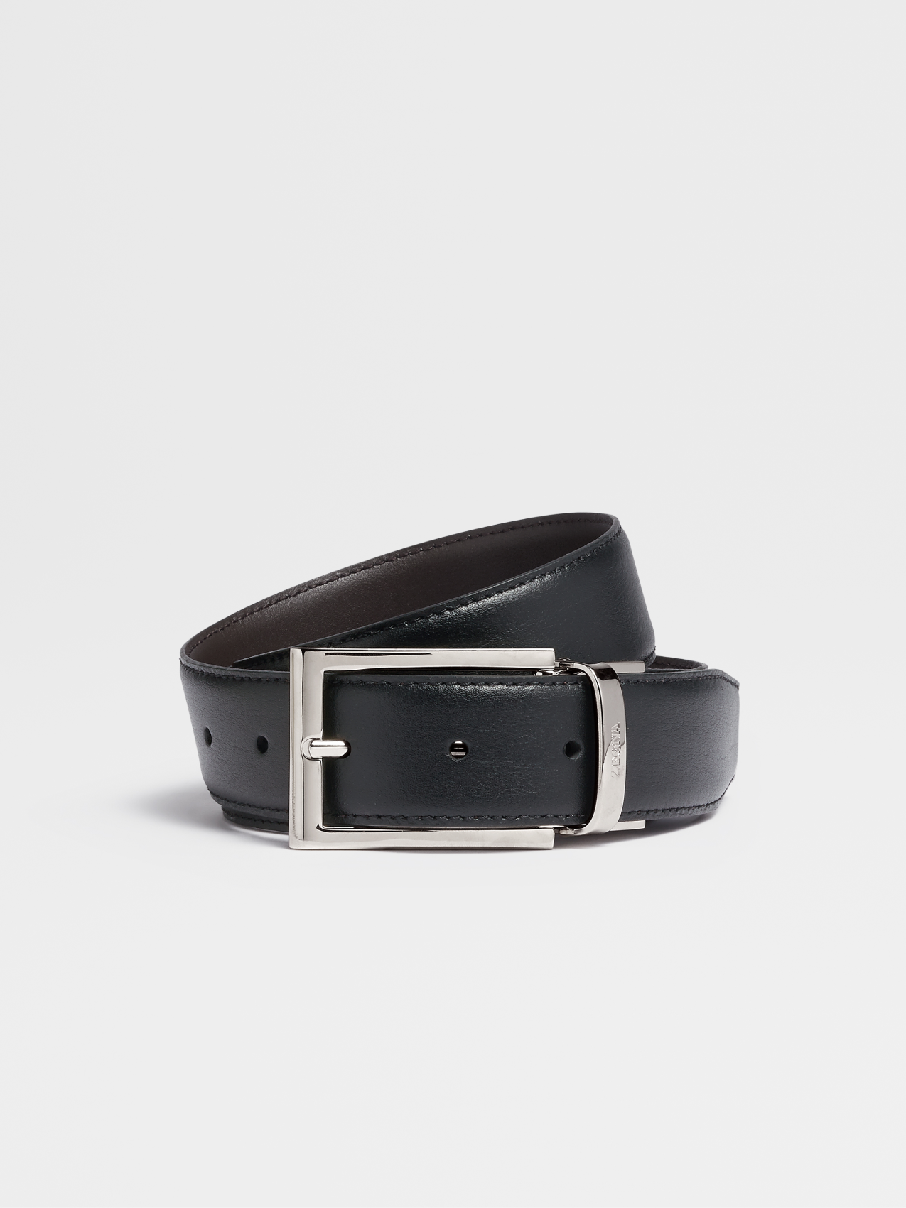 Black and Dark Brown Reversible Leather Belt